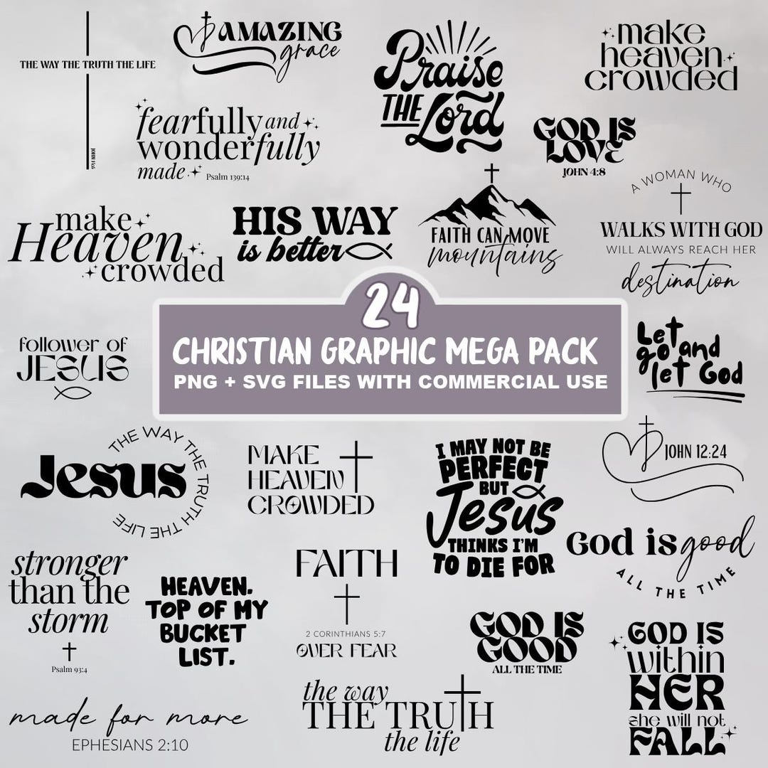 Christian Graphics Mega Pack, PNG & SVG, Bible Verse, Christian Quote ...