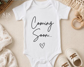 Coming Soon Baby Announcement SVG PNG, Pregnancy Announcement Design, Baby Onesie SVG, New Baby Reveal, Expecting Parents, Cricut Cut File