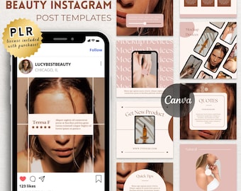 150 Beauty Instagram Canva Templates | Editable Social Media Posts | Esthetician Marketing Kit | PLR Bundle | Beauty Business
