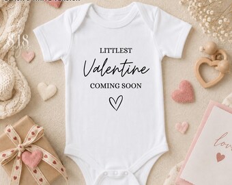 Littlest Valentine Coming Soon SVG PNG, Valentines Pregnancy Announcement, Baby Announcement SVG, Pregnancy Reveal, Valentine Onesie Design