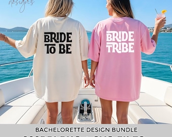 Bride Tribe PNG & SVG Bundle, Bride To Be Bachelorette Retro Tshirt Designs, Trendy Bridal Graphics, Bach Party Theme