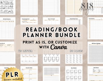 Book Journal Canva Template | Reading Tracker Printable | Reading Log & Book Review Journal | PLR Template | Digital Download