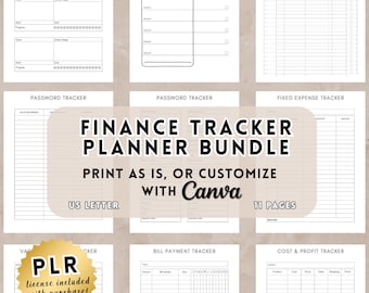 Financial Tracker Canva Template | Budget Planner Printable | Expense & Savings Tracker | PLR Digital Planner | Editable Finance Journal