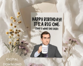 The Office Birthday Card Printable, That's What She Said Funny Card, Michael Scott Inspired Card, Coworker Boss Husband Digital Download