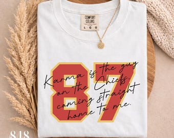 Karma 87 PNG, Chiefs Football, Sports Team, Digital Sticker, Travis Kelce Design, Football Season Tshirt Graphic, Guy on The Chiefs