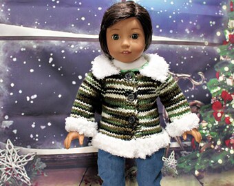18 Inch Doll Clothes, Hand Knit Sweater, Jacket