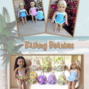 18 Inch Doll Bathing Suit,AG Doll, One Piece Suit, Pink, Blue. Boutique Style, Swimwear.1950&#39;s