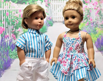 Ropa para muñecas de 18 pulgadas: vestido halter y conjunto corto para niño