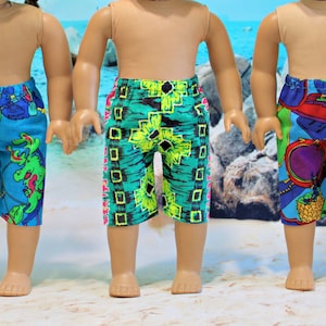 18 Inch Doll Clothes,  Boys Swim Trunks, or Boys or Girls, Summer Shorts