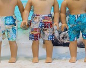 18 Inch Doll Clothes,  Boys Swim Trunks, or Boys or Girls, Summer Shorts