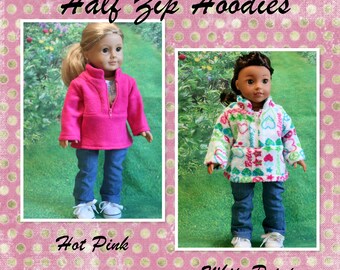 18 Inch Doll Clothes, Zip Front, Stretch Fleece Pullover, Jacket for Girl Doll.  **Please note this listing is for the Jacket only**