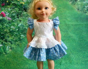 18 Inch Doll Clothes, Ruffled Summer Party  Dress With Daisies and Eyelet. O.O.A.K.