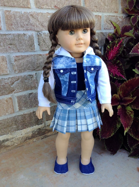 plaid skirt denim jacket