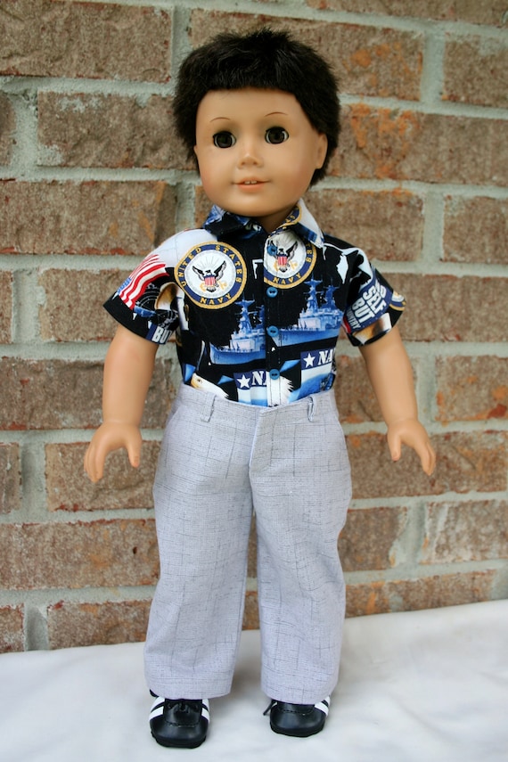 18 Inch Doll Clothes Boy s Classic Style Relaxed Fit Shirt and Dress Pants Patriotic Outfit Celebrating the USA Navy Etsy