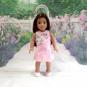 18 Inch Doll Clothes, Summer Set. Crop Top, Pleated Skirt, and Shorts