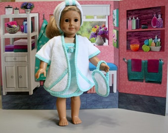 18 Inch Doll Spa Set -**,Chic, Sophisticated Spa Outfit- Complete ensemble - Robe, Wrap, Eye Mask, Panties & Sign**