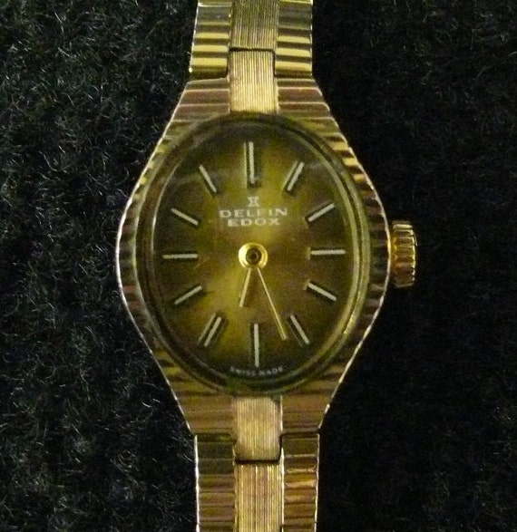 Rare Vintage Edox Delfin Wind Up Swiss Ladies Wrist Watch Etsy
