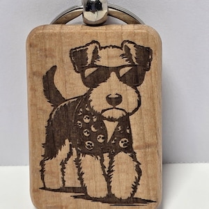 Personalized Wooden Airedale Keychain