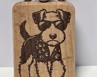 Personalized Wooden Airedale Keychain