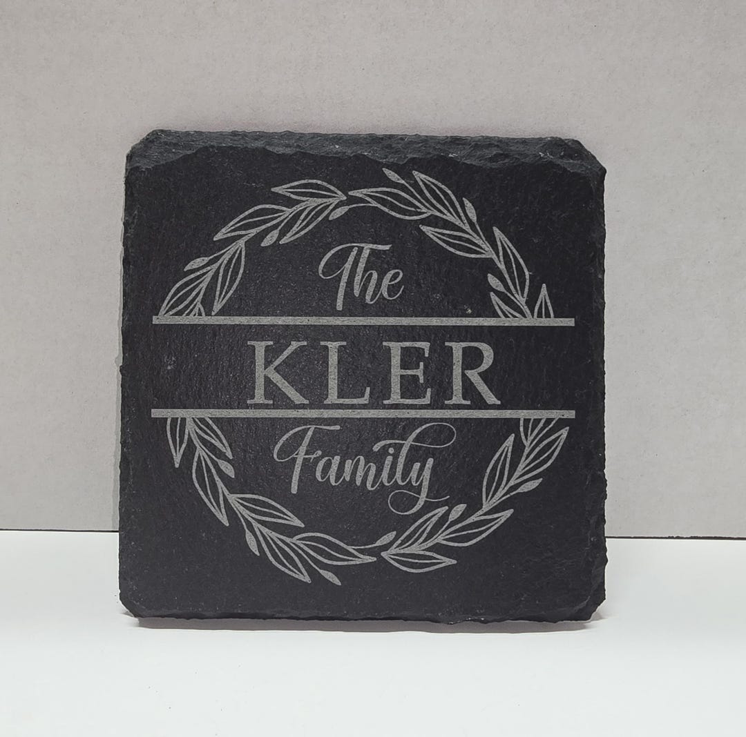 Personalized Wreath Slate Coaster – Custom Family Name Home Decor - Etsy