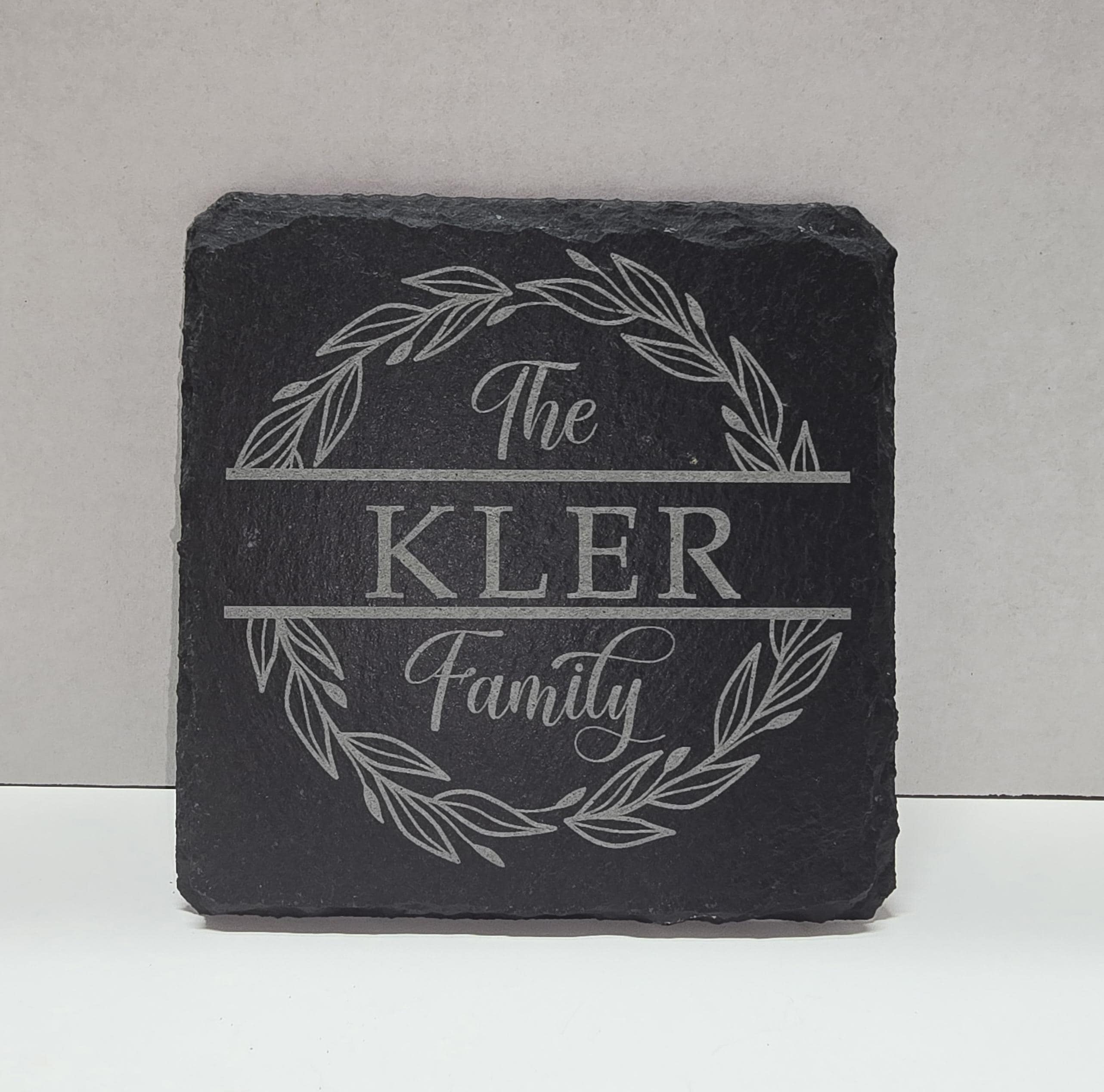 Personalized Wreath Slate Coaster – Custom Family Name Home Decor - Etsy
