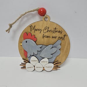Personalized Chicken Nest Christmas Ornament – Farmhouse Family Holiday Decor