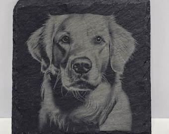 Posavasos de pizarra con diseño de Golden Retriever