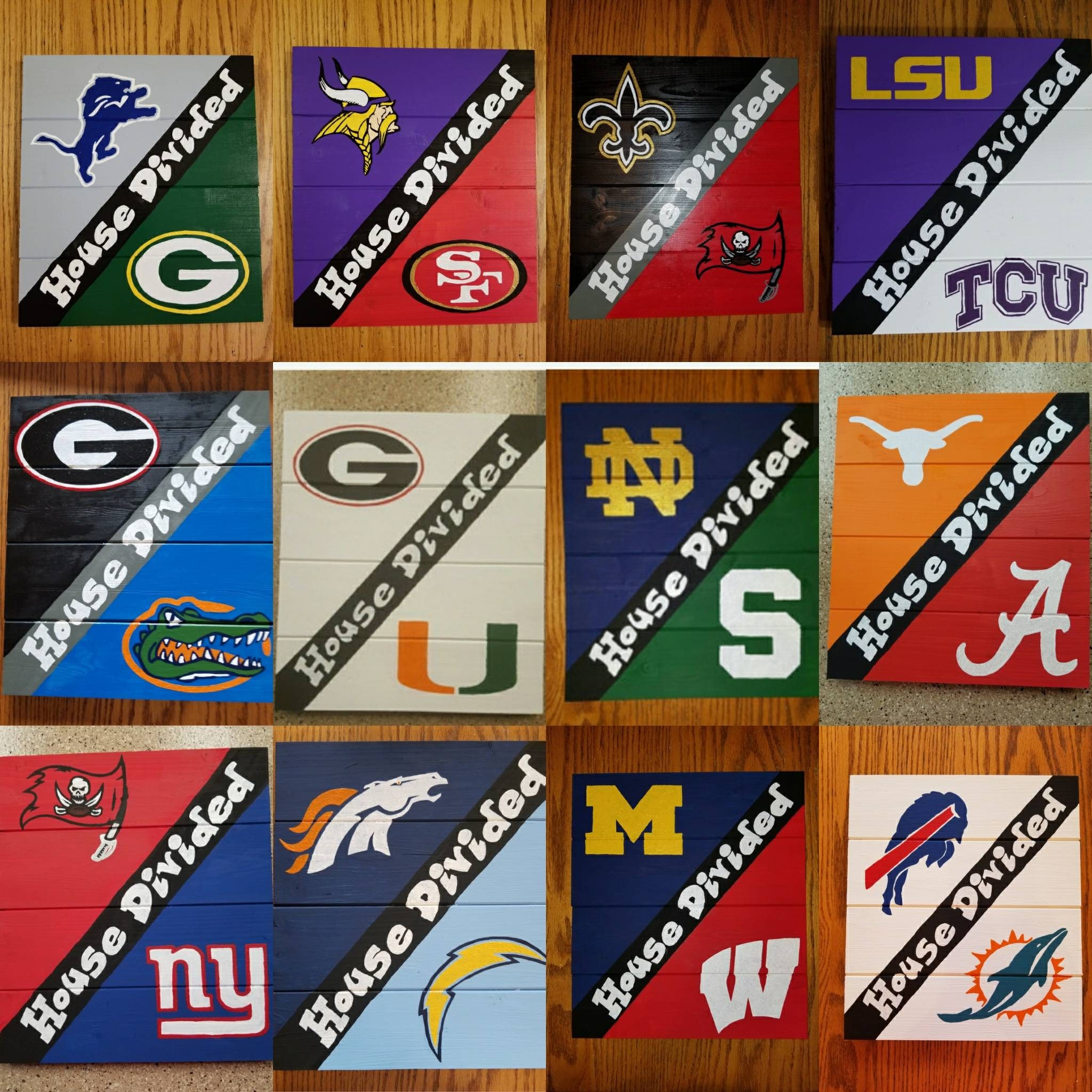 House Divided Football Wood Sign Etsy