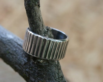 Unisex Wide Band, Solid Silver Ring, Handcrafted Ring, Sterling Silver Ring, Recycled Silver Ring, FREE SHIPPING