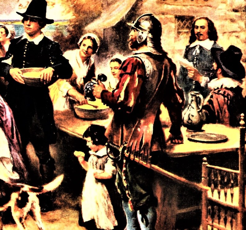 Thanksgiving Day Pilgrims New Plymouth Colony ...