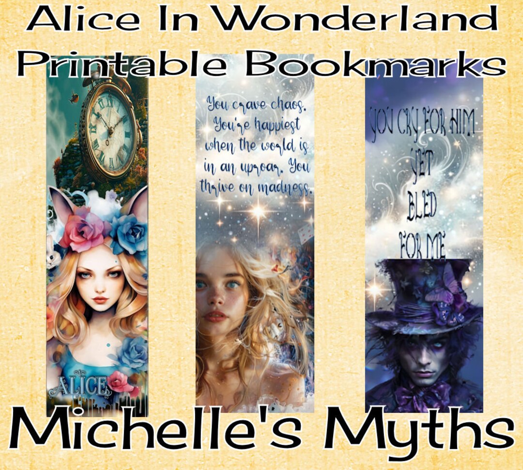 Alice in Wonderland Printable Bookmarks Set 1 - Etsy
