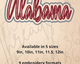 Alabama  Double Applique Embroidery File for Machine Embroidery Instant Download | State Pride | College Game Day Machine Embroidery