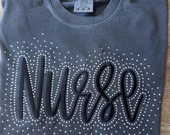 Custom Nurse Rhinestone & Embroidered Shirt Sweatshirt | RN LPN Nurse Gift | Nursing School Graduation Gift
