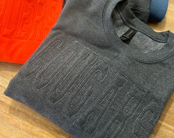 Custom Distressed Tone on Tone Applique Sweaters | NURSE | DOCTOR | Team | Sweatshirts | Mascot Embroidered Name  | Sports Apparel