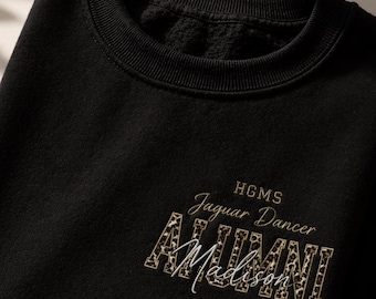 Custom Leopard Alumni Embroidered Personalized Crewneck Sweater | Dance Team