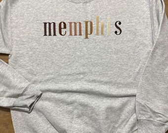 Embroidered Ombre Multi Color City Sweatshirt | Custom Multicolor Sweater | T Shirt | Crewneck | Minimalist Pullover | Embroidered Gift For