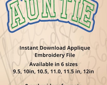 Auntie Double Applique Instant Download Embroidery File | Satin Applique Design |