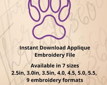 Tiger | Leopard | Lion | Jaguar  Paw Print Instant Download Applique Embroidery Design | Totes and Sleeve Embroidery | Mascots | Game Day