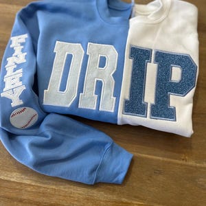 Custom Embroidered Split Two Tone Sweatshirt WITH SLEEVE Embroidery |Sweater | Game Day | Mascot | Team Spirit Wear | Sports Crewneck | Name