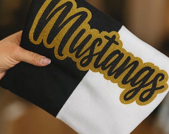 Custom Team Spirt Script Color Block Sweater with Script Double Applique