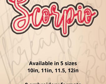 Scorpio Zodiac Double Applique Embroidery Design | Machine Embroidery | Instant Download | Gifts for October November | Birthday