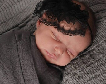 Vampy Veil, Black Lace Newborn Veil, Newborn Headband, Photography Prop