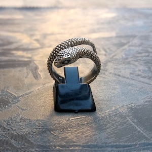 snake silver ring - adjustable snake silver ring || karmalie hot couture