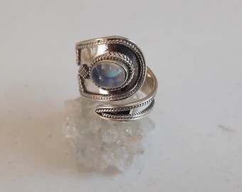 moonstone silver tribal ring