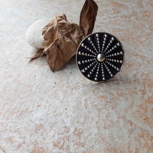 silver tribal sea urchin ring