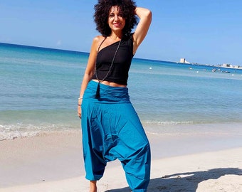 türkisfarbene Damenhose im indischen Stil | Karmalie Hot Couture