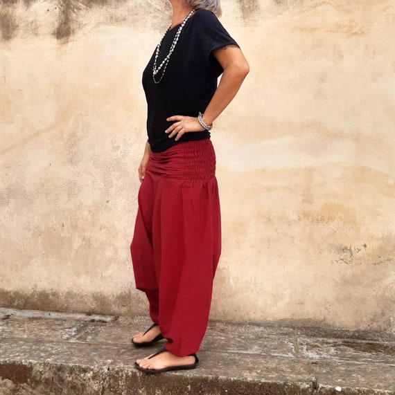 Pantaloni stile indiano donna rosso mattone karmalie hot | Etsy Italia