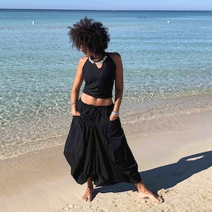 【mnem】Loro Frill Balloon Long Skirt Amazon.com: Women's Bubble Maxi Skirt Elastic Low Waist