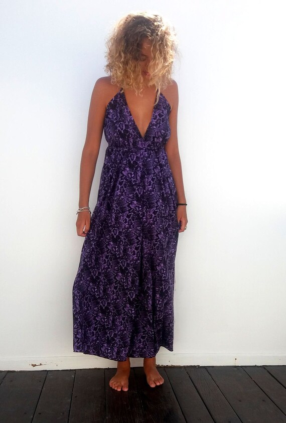 purple backless dress