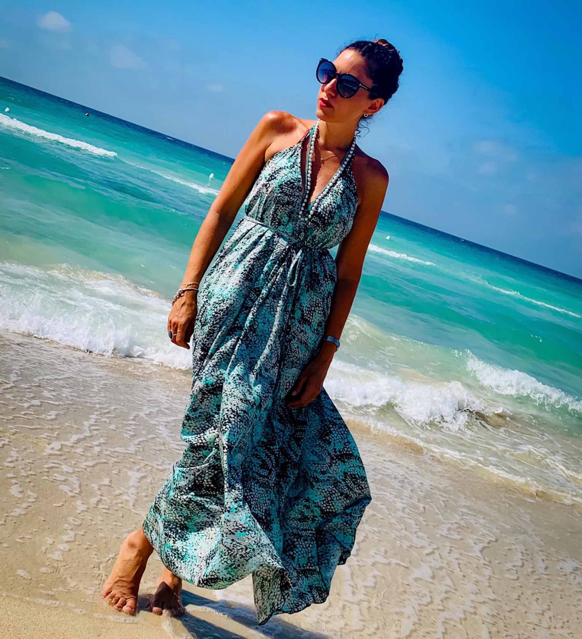 Long Backless Dress Snake Turquoise Etsy UK